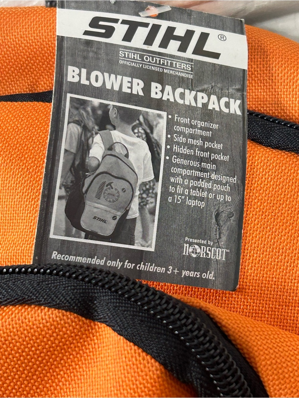 Stihl Blower School Backpack for Kids NWT Orange Black - Picture 4 of 8